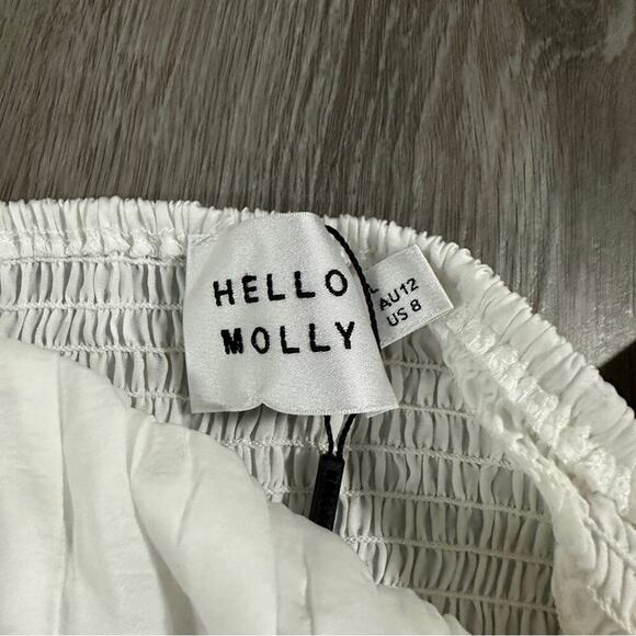 Hello Molly White Long Sleeve Cropped Smocked Peasant Prairie Top Size 8 NWT - Picture 3 of 10